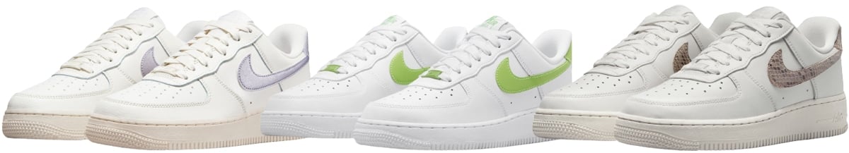Women's shoes, such as the Nike Air Force 1s, usually come in a wider range of colorways than men's