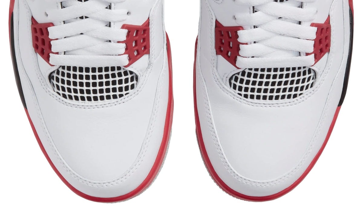 Real Jordan 4s have a wide toe box and a flatter curve