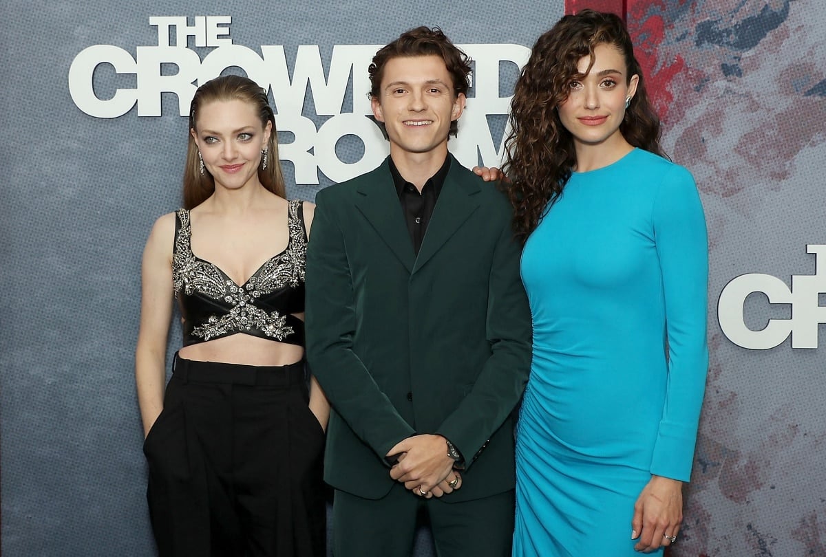 Amanda Seyfried with Tom Holland and Emmy Rossum at the New York screening of The Crowded Room