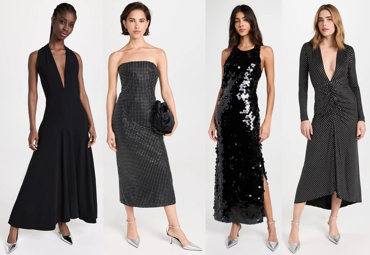 Choose a black dress for a chic and effortless outfit, and elevate it with silver shoes for added style