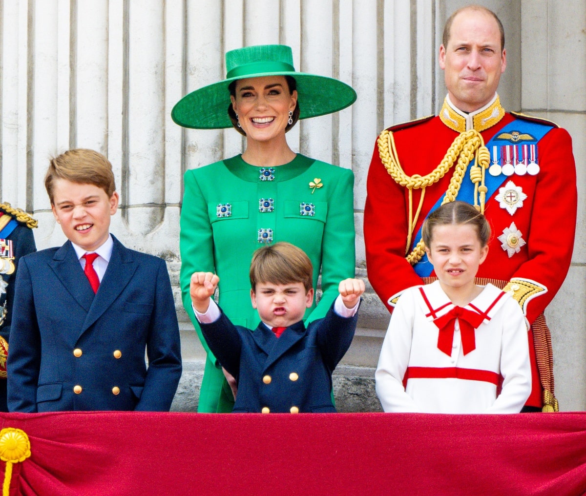 Catherine, Princess of Wales with Prince William of Wales, Prince George, Prince Louis, and Princess Charlotte stealing the spotlight during the first Trooping the Colour ceremony