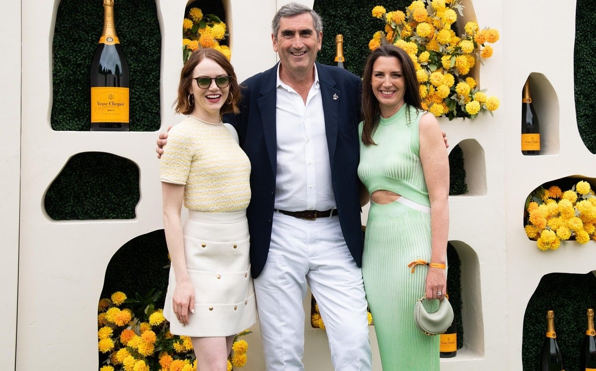 Emma Stone with Jean-Marc Gallot and Anne-Sophie Stock at the Veuve Clicquot Polo Classic