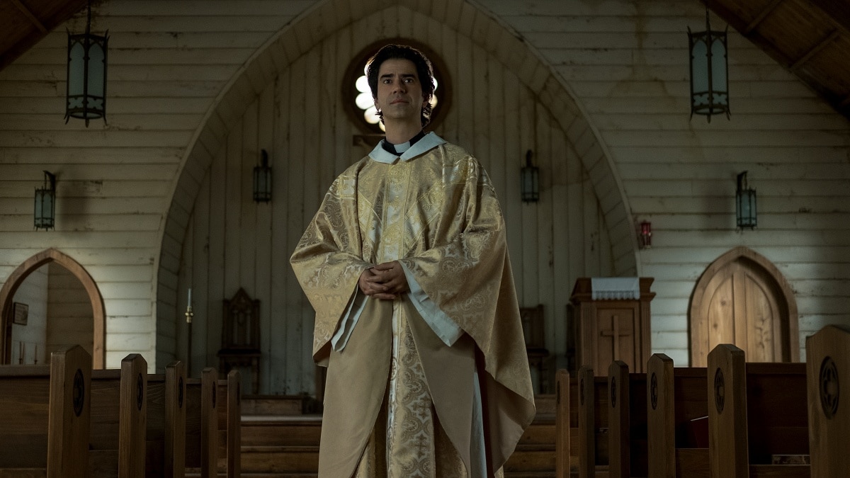 Hamish Linklater as Father Paul Hill in the gothic supernatural horror television miniseries Midnight Mass