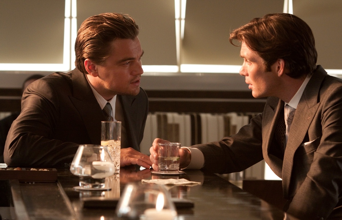 Leonardo DiCaprio as Dom Cobb and Cillian Murphy as Robert Fischer in the 2010 science fiction action film Inception
