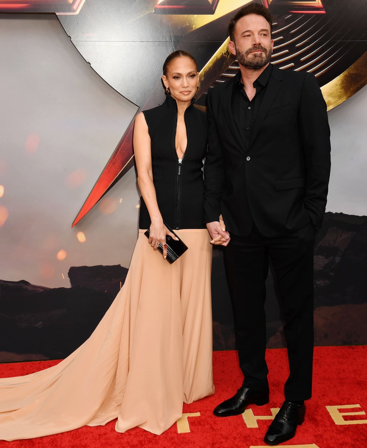 Ben Affleck donning an all-black ensemble for a cohesive power couple look with wife Jennifer Lopez