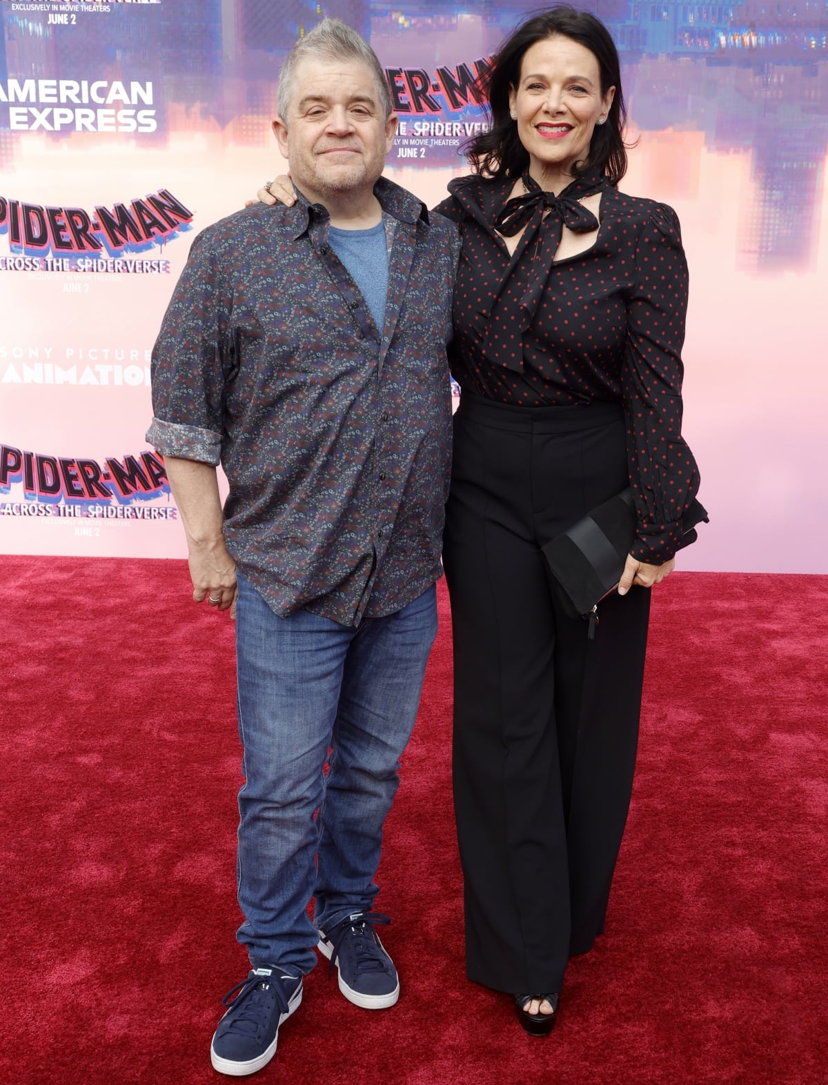 Patton Oswalt and Meredith Salenger making an appearance at the premiere of Spider-Man: Across the Spider-Verse