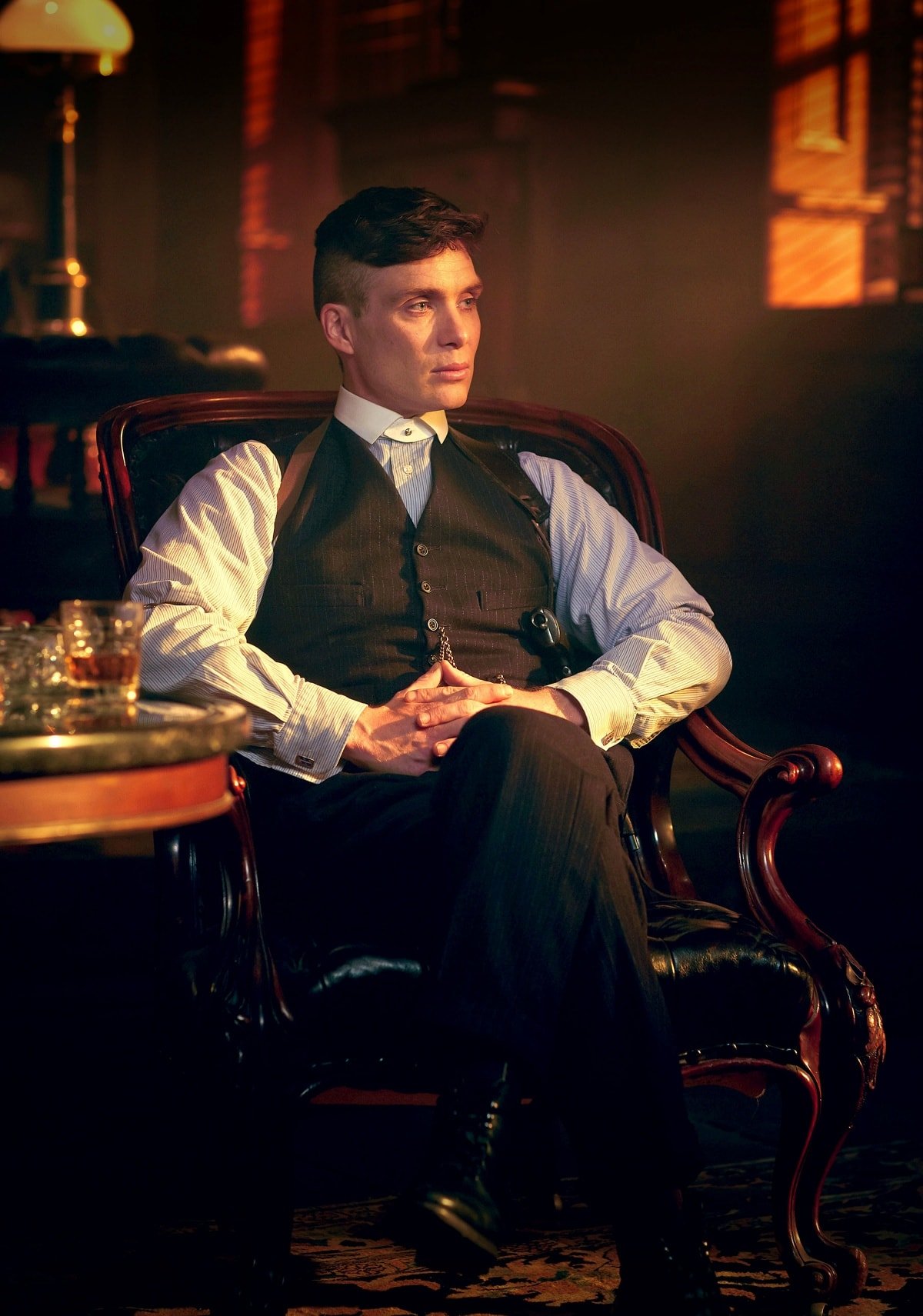 Promotional shot for Peaky Blinders featuring Cillian Murphy as Thomas Shelby