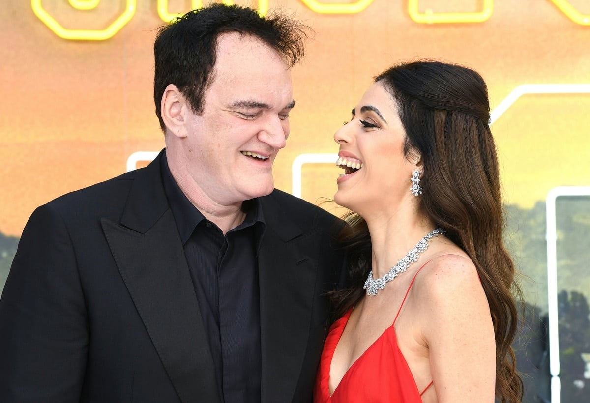 Quentin Tarantino and Daniela Pick sharing a laugh at the UK premiere of Once Upon a Time in Hollywood