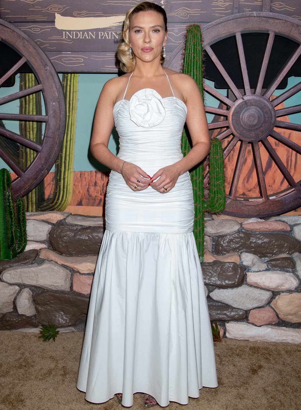 Scarlett Johansson channeling classic Hollywood glamour in a Carolina Herrera dress at the premiere of Asteroid City