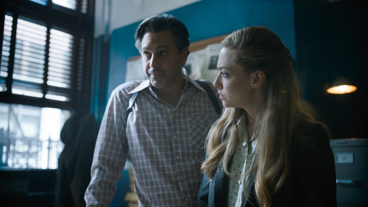 Thomas Sadoski as Matty Doyle and Amanda Seyfried as Rya Goodwin in the psychological thriller television miniseries The Crowded Room