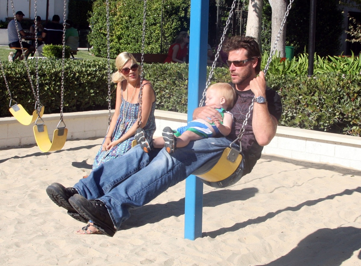 Tori Spelling, Dean McDermott, and Liam McDermott having a play date in Malibu