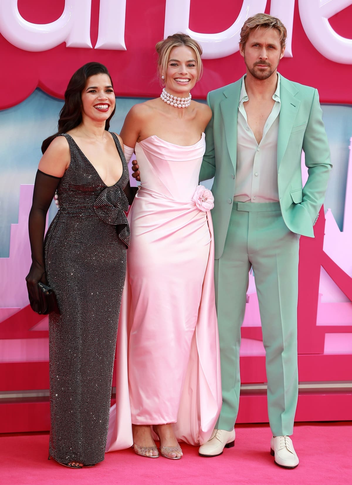 In terms of height, Ryan Gosling stands the tallest at 6 feet ¼ inch (183.5 cm), followed by Margot Robbie at 5 feet 5 ½ inches (166.4 cm), while America Ferrera is the shortest at 5 feet 0 inches (152.4 cm)