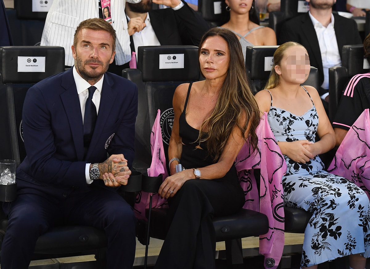 The Beckhams show their support for Lionel Messi as he makes his Inter Miami debut in the Major League Cup on July 22, 2023