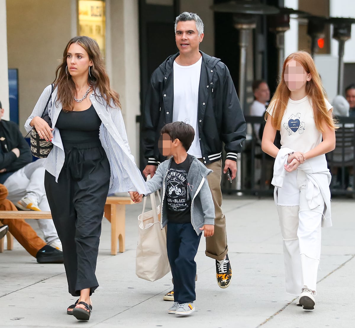 Jessica Alba and Cash Warren take their two kids out for dinner in Los Angeles on July 1, 2023