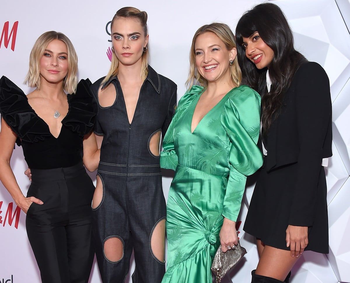 Cara Delevingne is shorter than Jameela Jamil and Kate Hudson but taller than Julianne Hough, with their heights being 5ft 7 ¼ (170.8 cm), 5ft 10 (177.8 cm), 5ft 6 (167.6 cm), and 5ft 3 (160 cm) respectively