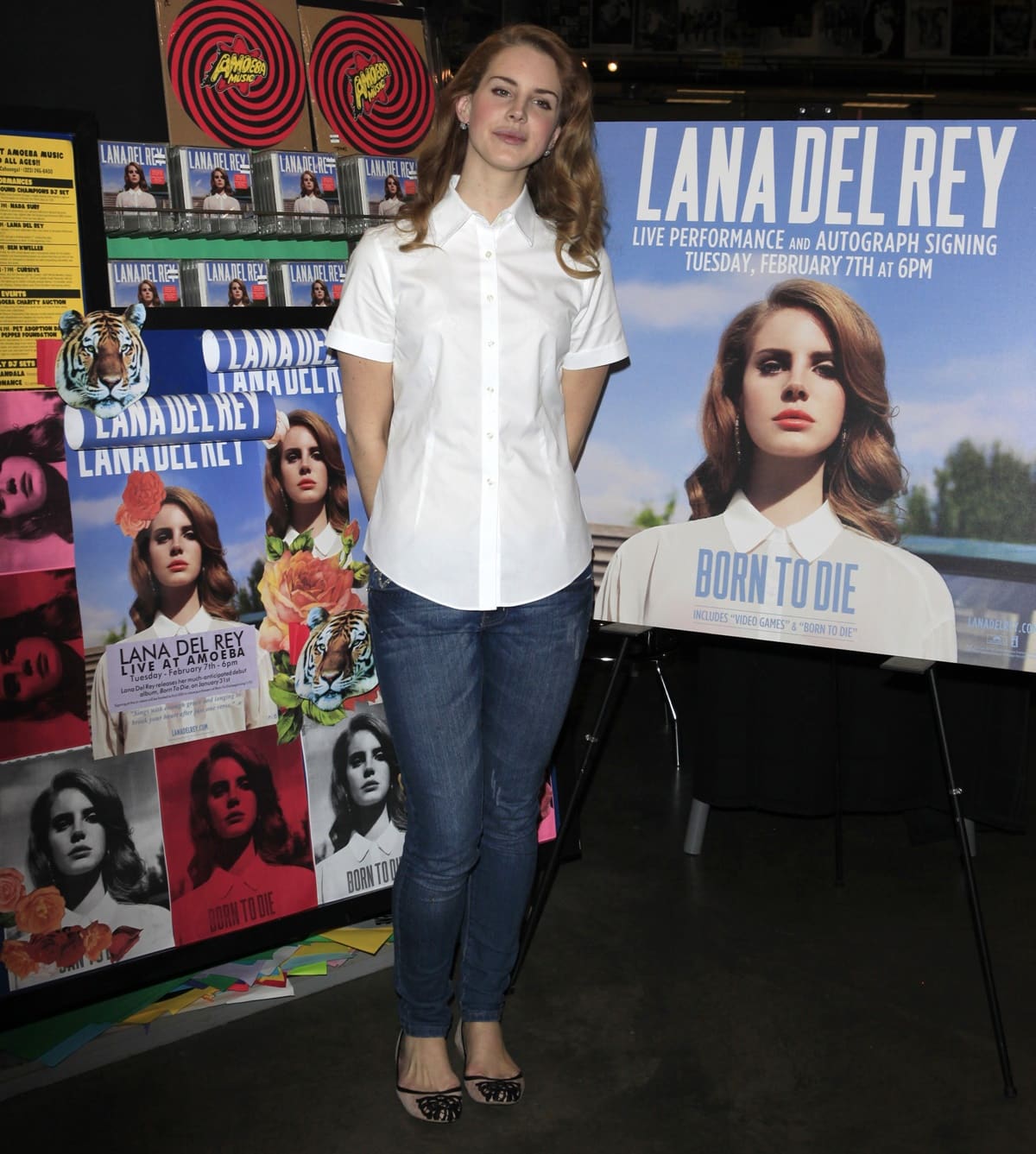 Lana Del Rey performed and did a CD signing at Amoeba Records in Los Angeles on February 7, 2012, to promote her album Born to Die