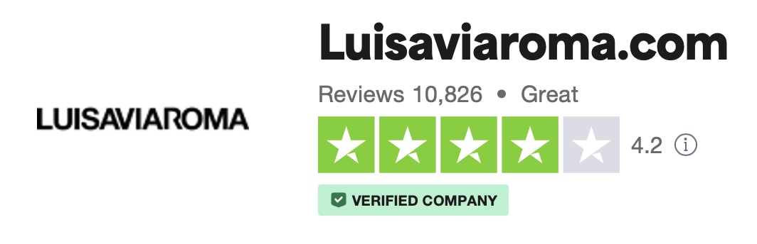 With almost 75% of its 10,000 reviews being five stars, Luisaviaroma now has a total 4.2-star rating on Trustpilot