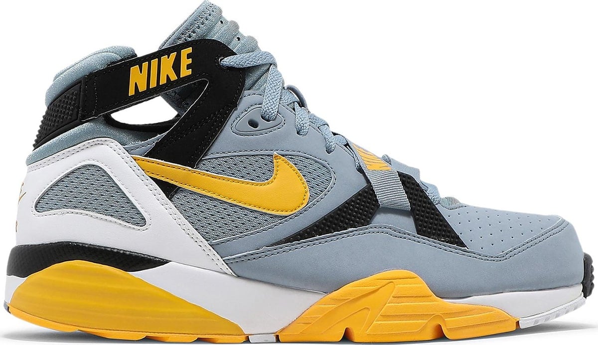 The Grey Stone/Yellow-Black-White colorway of the Air Trainer Max 91 Bo Jackson, released in 2010, is a retro edition paying homage to the original Air Trainer Max 91 from 1991