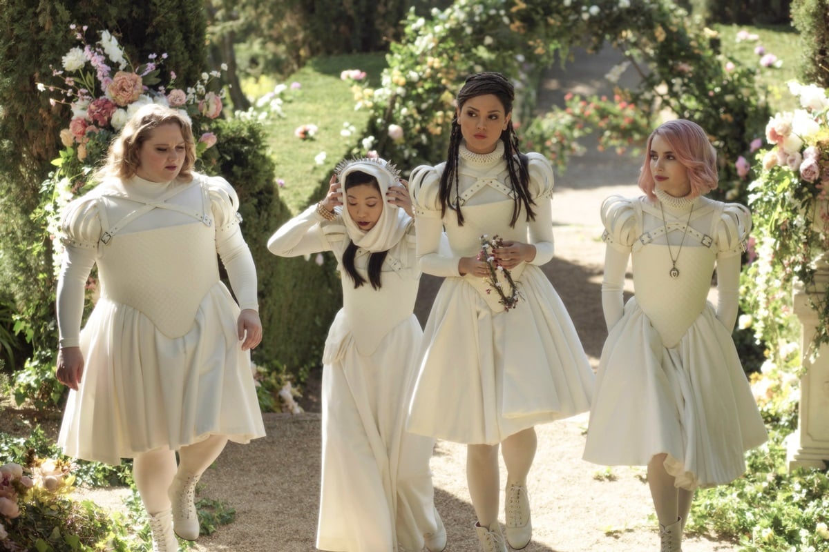 In "Paradise Hills," Emma Roberts played the character Uma, Eiza González portrayed Amarna, Danielle Macdonald brought Chloe to life, and Awkwafina took on the role of Yu