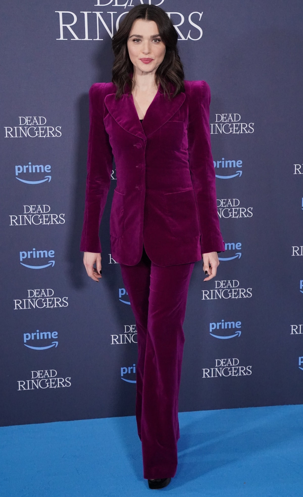 Rachel Weisz opting for a resplendent plum-colored suit crafted by The Vampire’s Wife for the screening of "Dead Ringers"