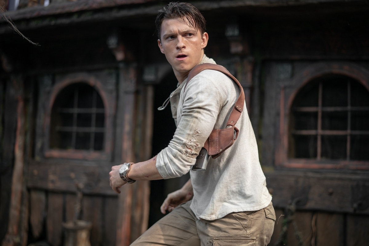 Tom Holland as Nathan Drake in the 2022 action-adventure film Uncharted
