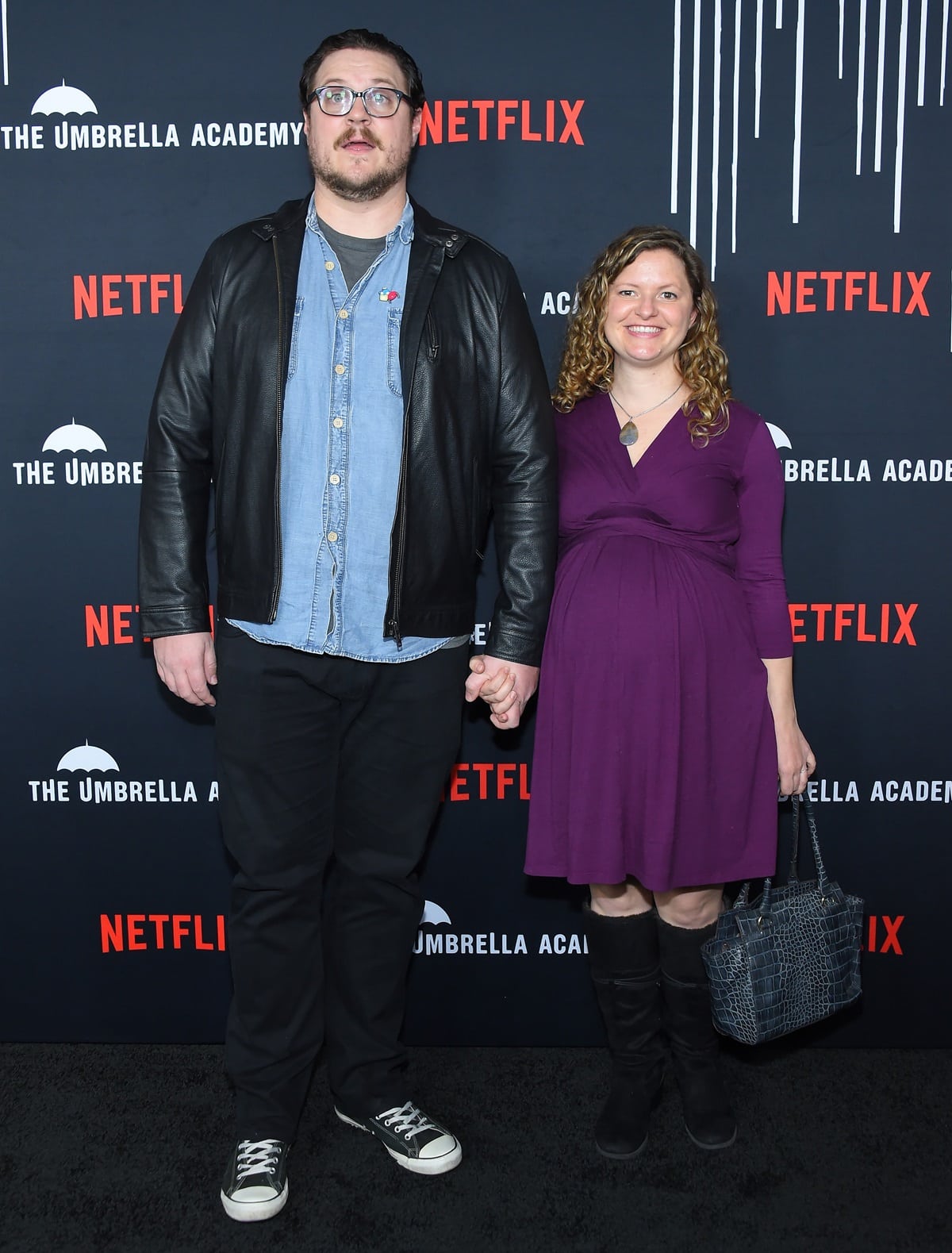 Pictured with his wife, Calith Ferrante, Cameron Britton towers over the cast of A Man Called Otto at 6 feet and 4 ¾ inches