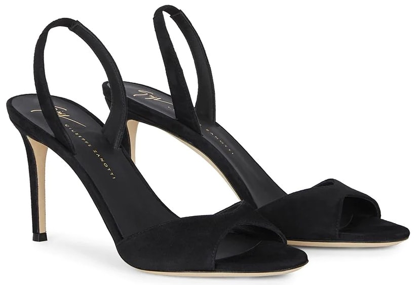 The Giuseppe Zanotti Lilibeth sandals feature open toes, slingback straps, and stiletto heels 