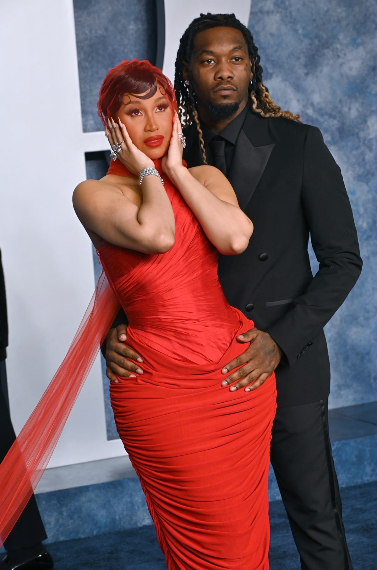 Offset, the American rapper, stands notably taller than Cardi B, with a height of 5 feet 8 ½ inches (174 cm) compared to Cardi B's height of 5 feet 1 inch (154.9 cm), reflecting a height difference of around 7 ½ inches