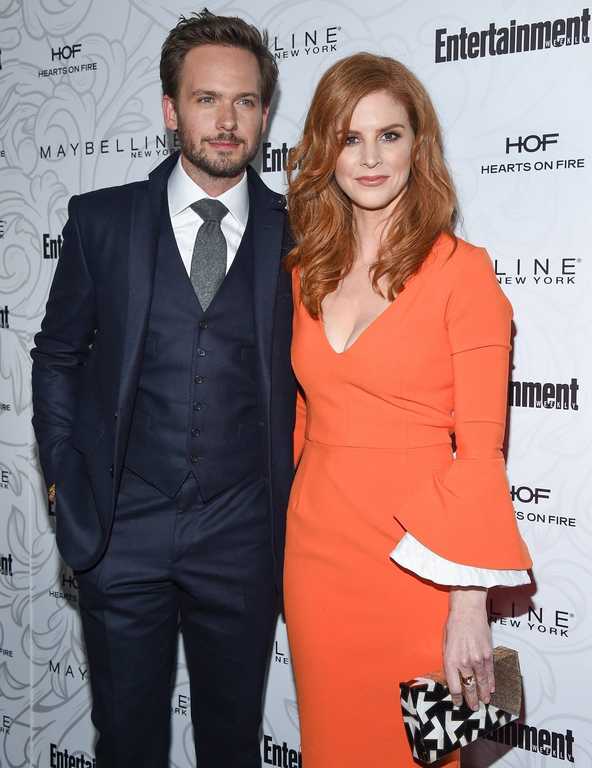 At the esteemed Entertainment Weekly celebration honoring Screen Actors Guild Awards nominees, actors Patrick J. Adams (5ft 11 ½) and Sarah Rafferty (5ft 8 ¾) arrived with grace at the Chateau Marmont in Los Angeles on January 28, 2017