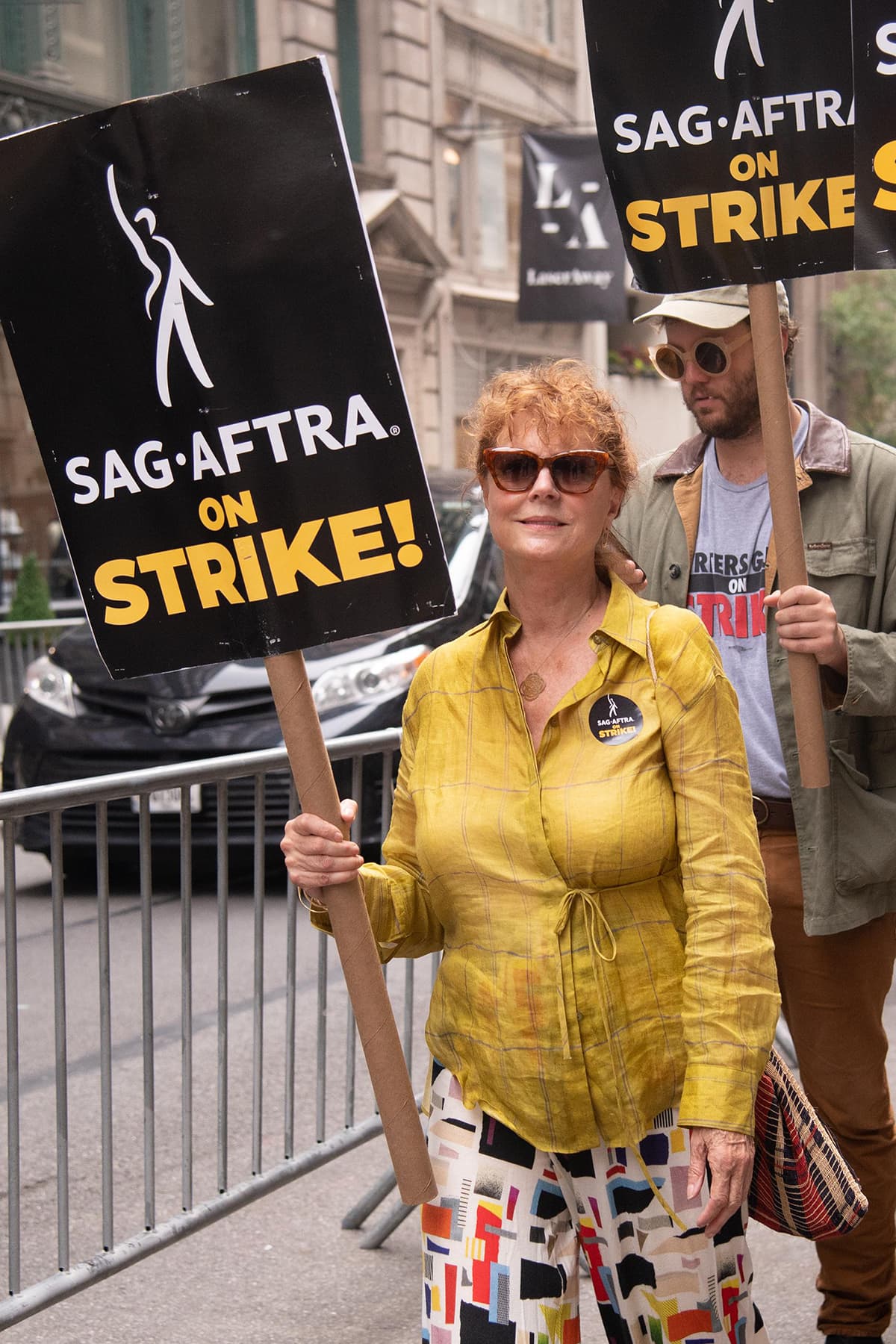 Susan Sarandon joins the Writers Guild of America (WGA) in their fight for better pay and job security on July 19, 2023