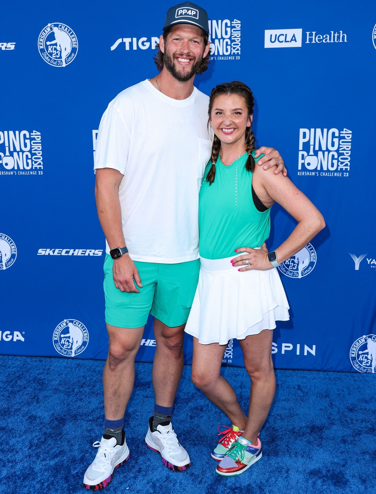 Clayton and Ellen Kershaw in their matching athletic gear for the 10th Annual Ping Pong 4 Purpose charity event