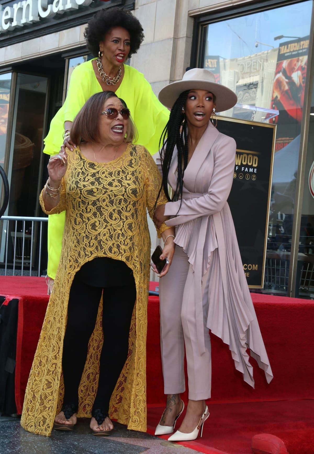 Brandy Norwood, Jenifer Lewis, and Roz Ryan attend the Hollywood Walk of Fame Star Ceremony for Jenifer Lewis at Hollywood Walk of Fame