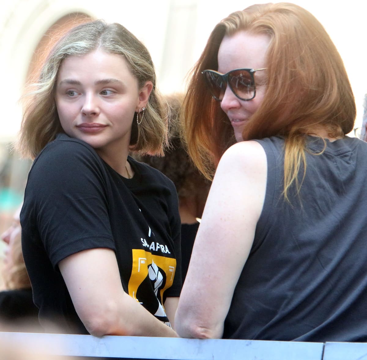 Chloë Grace Moretz, standing at a height of 5ft 4 (162.6 cm), and Lauren Ambrose, who measures 5ft 5 (165.1 cm), were spotted together at the SAG-AFTRA strike rally in Times Square