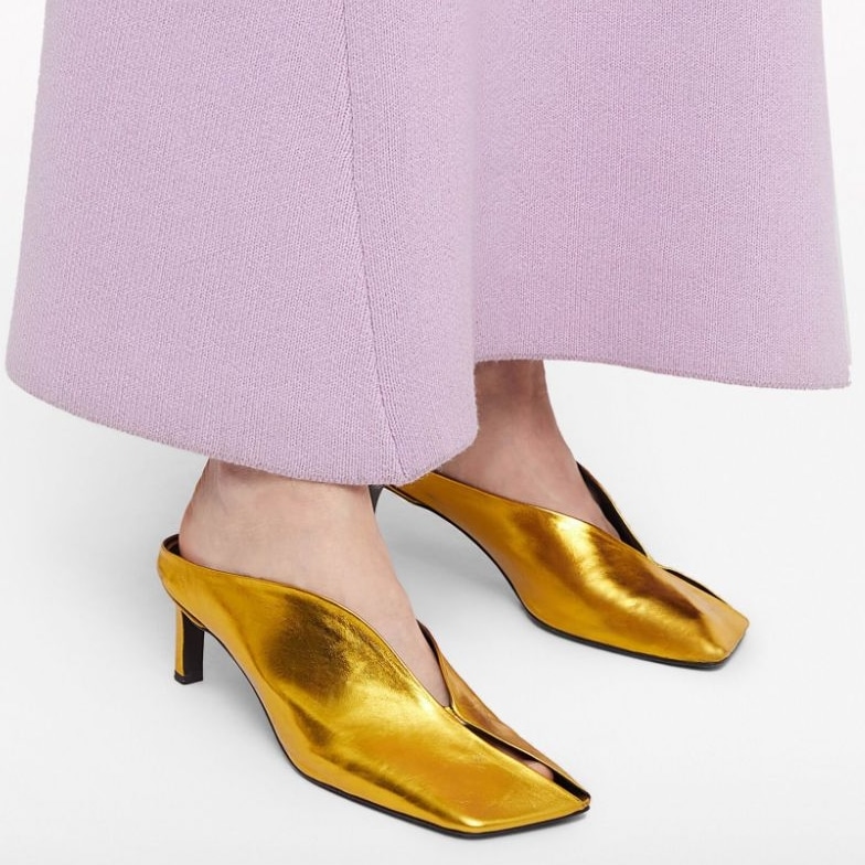 These Jil Sander pumps showcase the brand's artful minimalism through their statuesque construction and unique details
