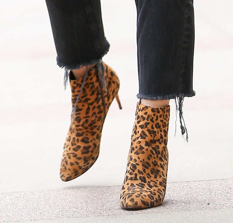 Heidi Klum opts for the Christian Louboutin Eloise booties in wild leopard print