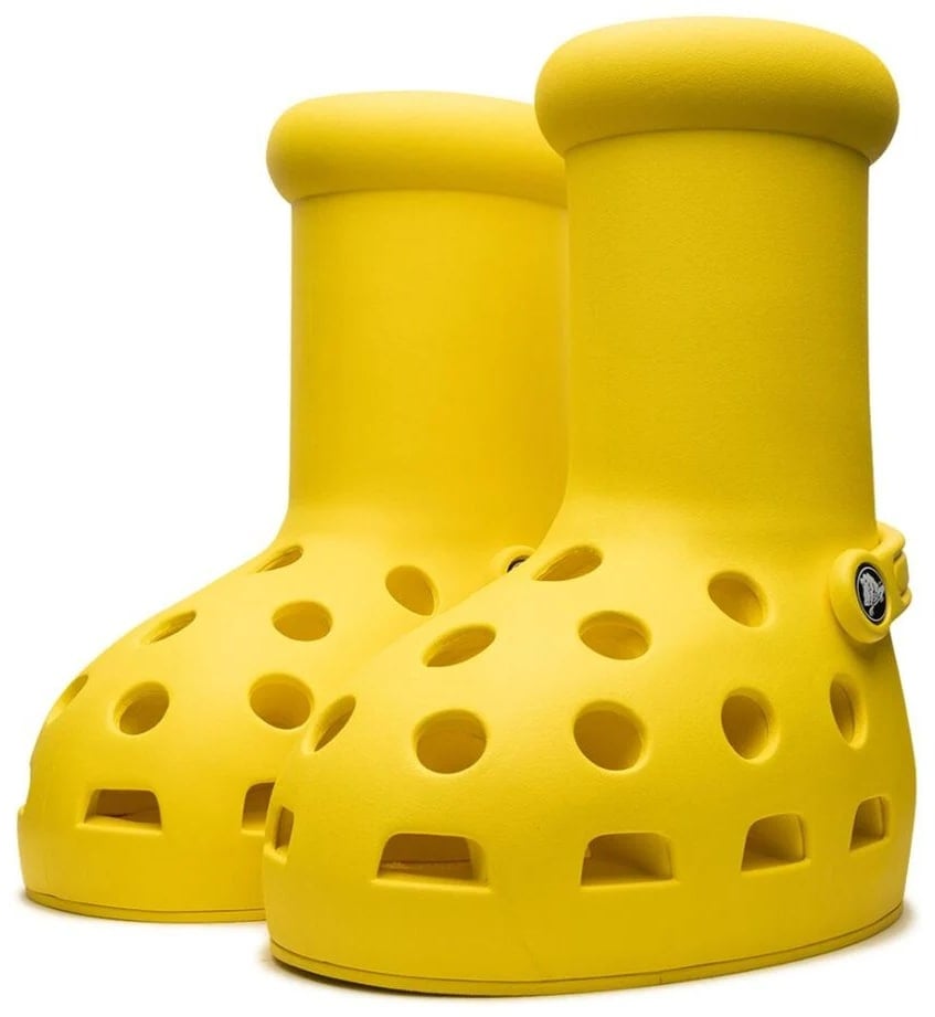 Crocs has teamed up with Brooklyn-based art collective MSCHF to introduce the Big boots in a striking yellow hue