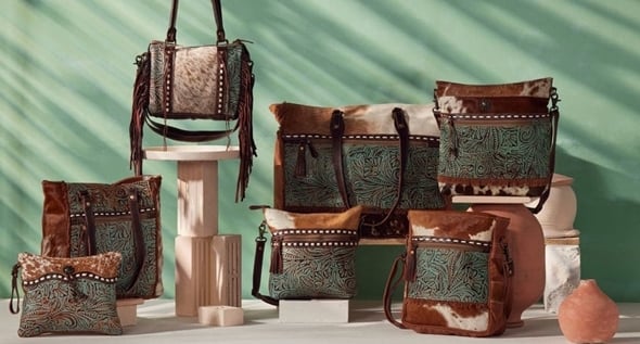 Myra Bag Azure Patterned Leather Purse - Women's Bags in Multi | Buckle