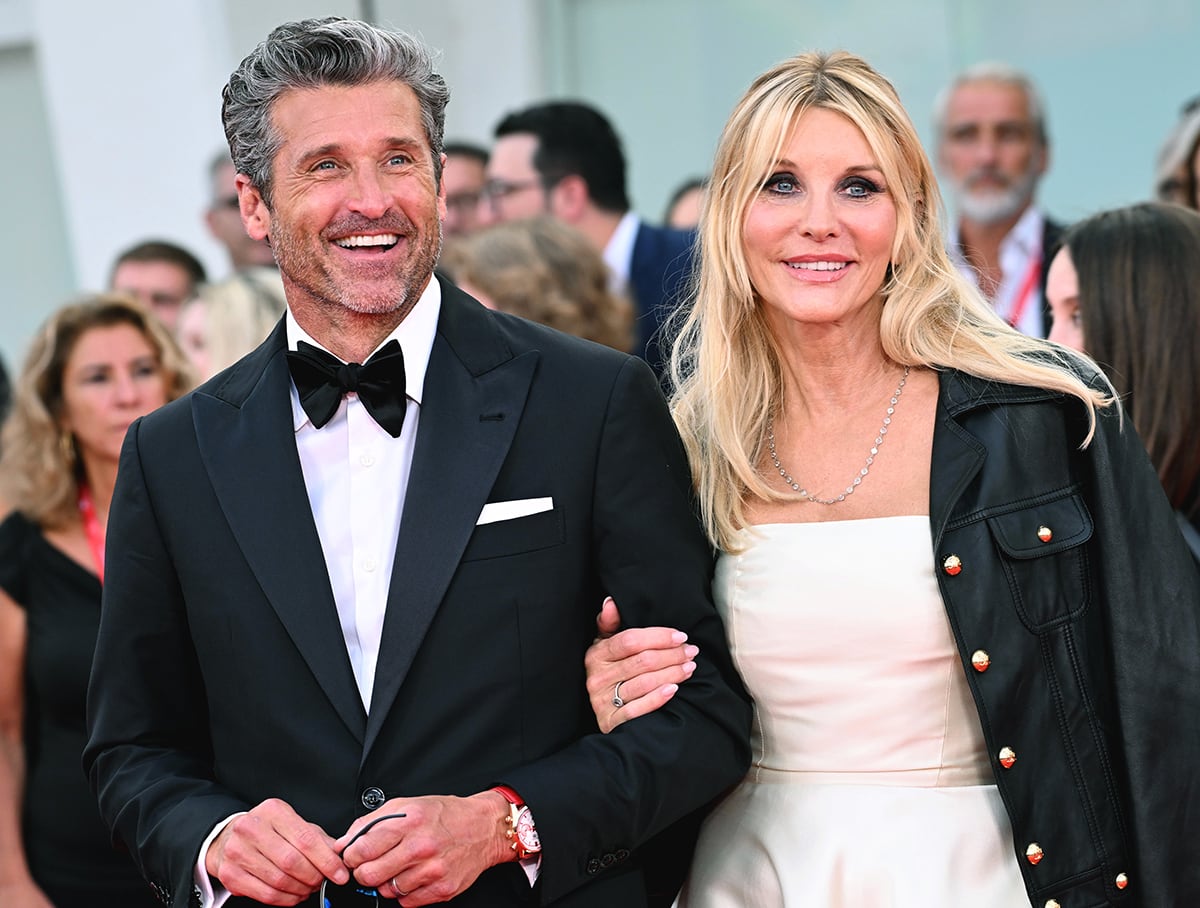 Patrick Dempsey and Jillian Fink attend the 80th Venice International Film Festival premiere of the biographical sports thriller Ferrari on August 31, 2023