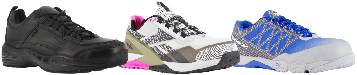 Some of the Reebok shoes that are made in the USA are the Postal Express, Nano X1 Adventure Work, and Speed TR Work