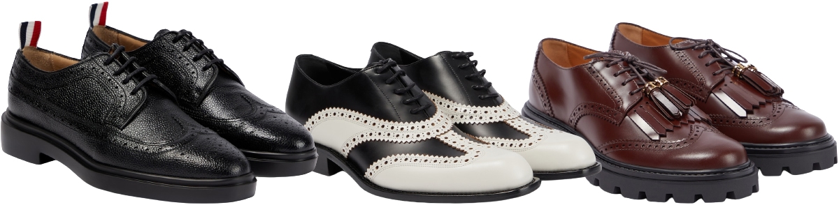 Brogues are low-heeled shoes that can be easily identified by the perforations along the edges