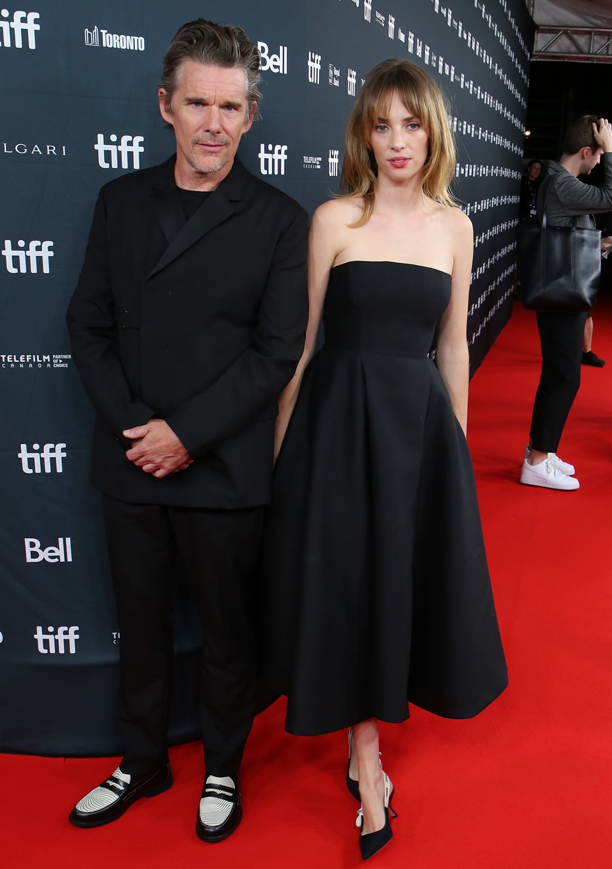 Ethan Hawke and daughter Maya Hawke at the 48th Toronto International Film Festival premiere of their movie Wildcat on September 12, 2023