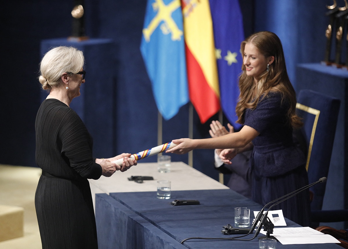 Meryl Streep is honored with the prestigious Princess of Asturias Arts award at this year's Princess of Asturias Awards ceremony in Spain on October 20, 2023