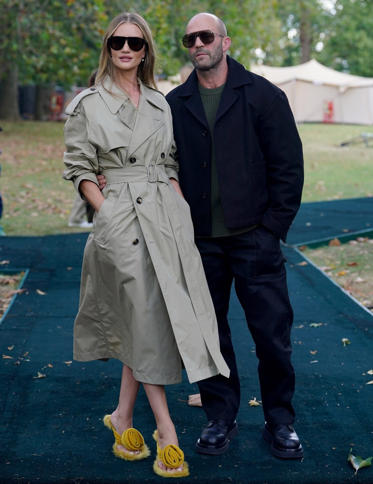 At the Burberry show during London Fashion Week in September 2023, Rosie Huntington-Whiteley, standing at 5ft 9 (175.3 cm), was slightly taller than Jason Statham, who measures 5ft 8 ¾ (174.6 cm)