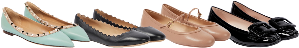 As its name suggests, ballet flats resemble ballerinas' pointe shoes featuring little to no heels