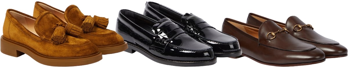 Loafers are laceless slip-on shoes that come in different styles, including tasseled, penny, and horse-bit styles