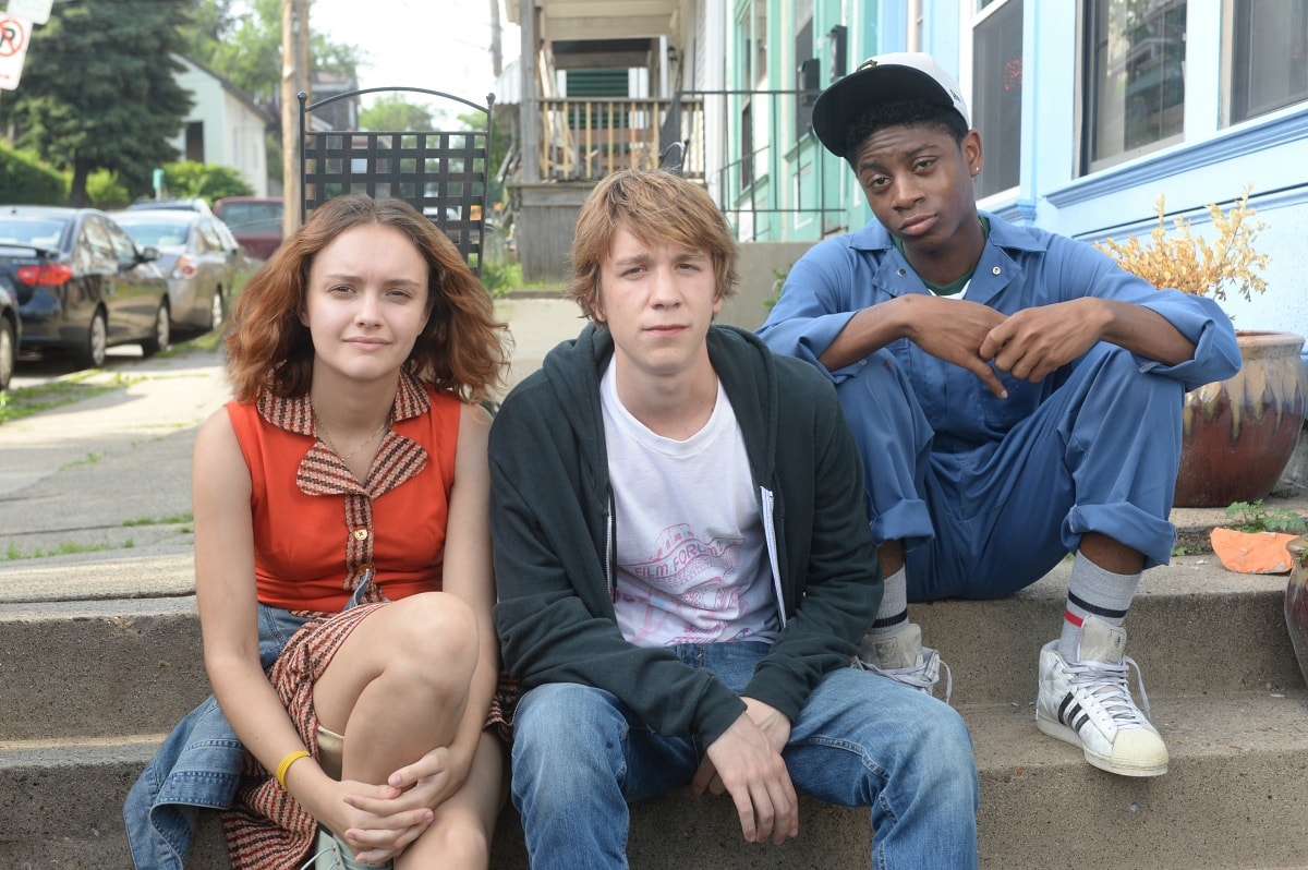 Olivia Cooke as Rachel Kushner, Thomas Mann as Greg Gaines, and RJ Cyler as Earl Jackson in the 2015 American comedy-drama film Me and Earl and the Dying Girl