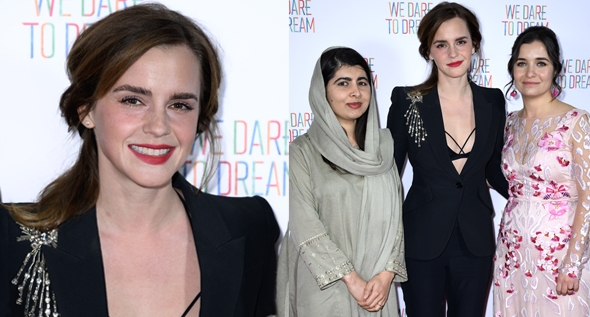 Emma Watson Embraces Shirtless Blazer Trend at We Dare To Dream Premiere