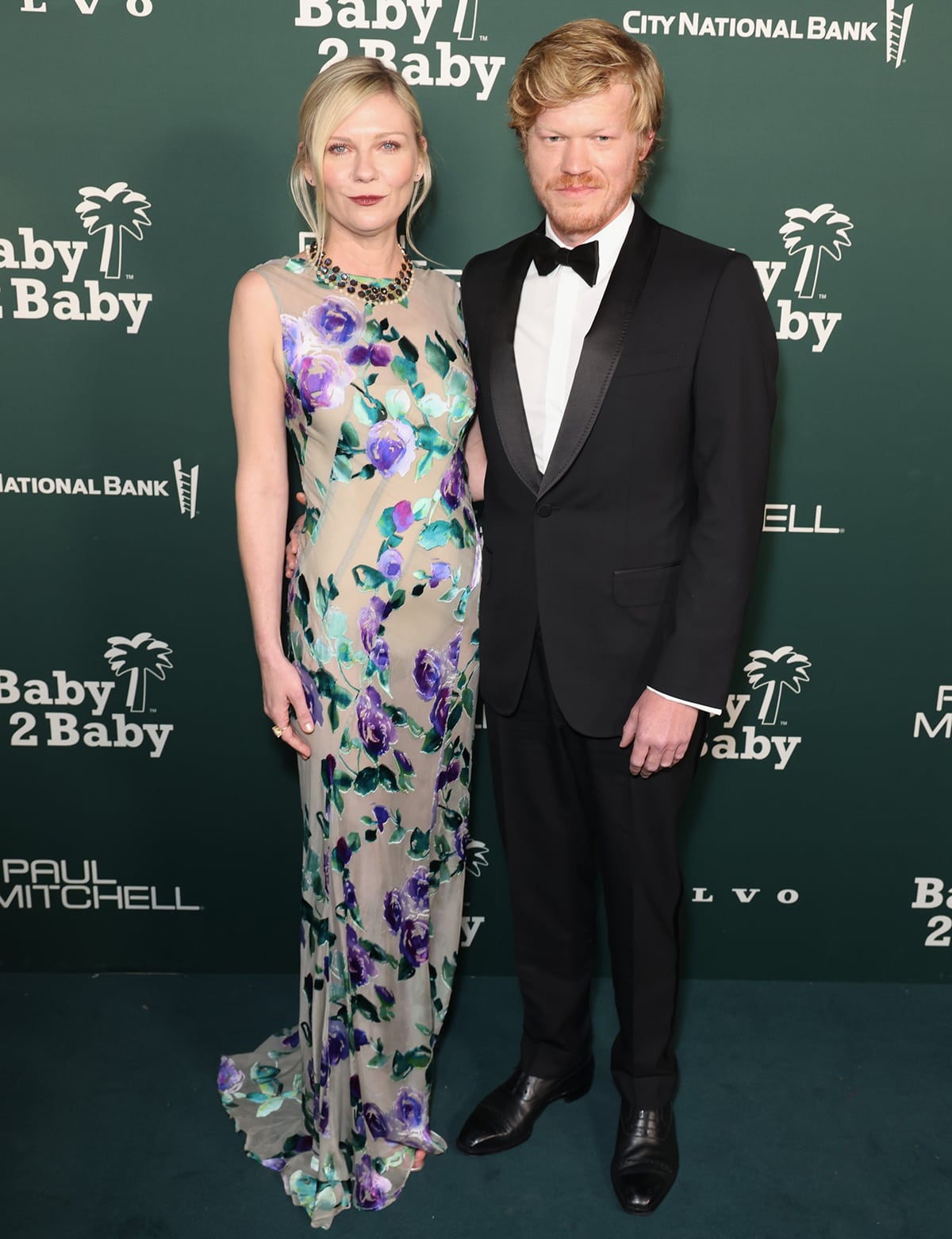 Kirsten Dunst and Jesse Plemons don elegant red carpet outfits at the 2023 Baby2Baby Gala on November 11, 2023