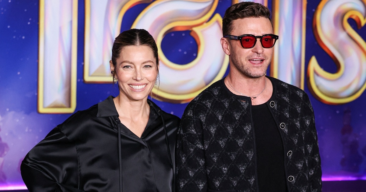 Jessica Biel Supports Husband Justin Timberlake at Trolls Band Together