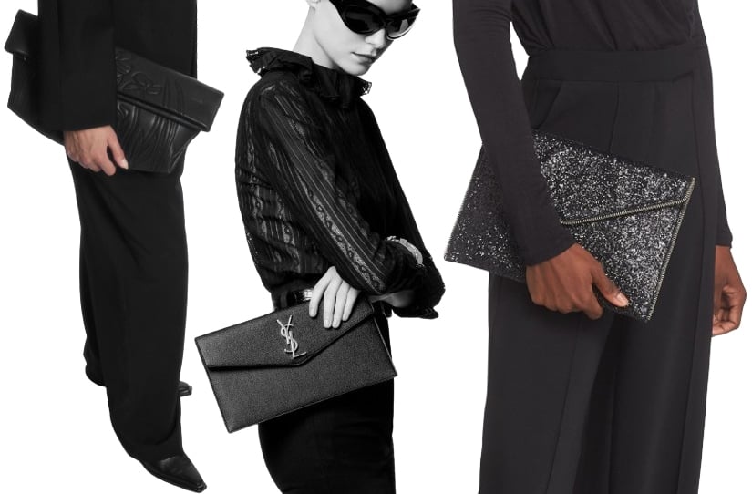 Versatile envelope clutches, one of the most accessible handbag styles of 2024, lend a touch of refinement to any ensemble
